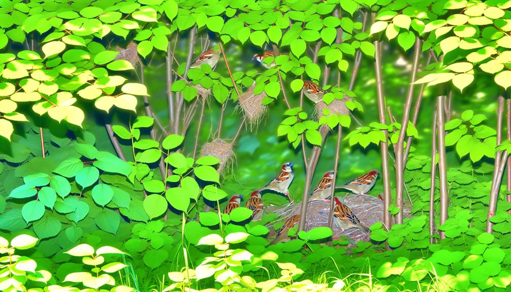 birds nesting in trees