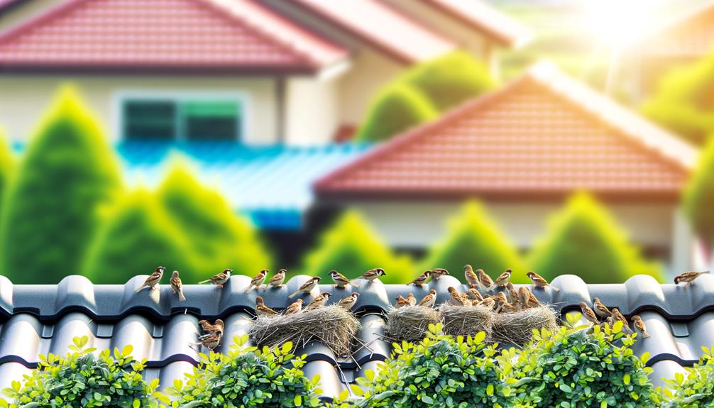 birds nesting on roofs