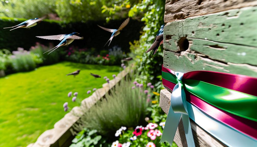 decorating buildings with ribbons