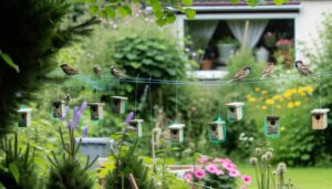 deter sparrows with fishing line
