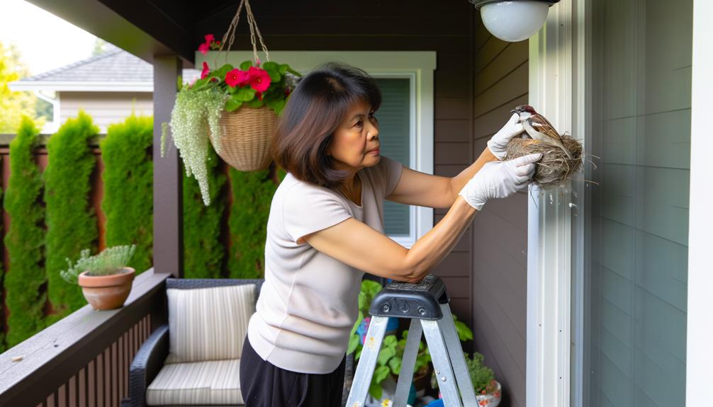 eliminate bird nests carefully