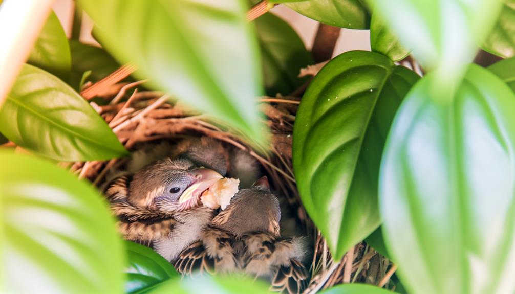 feeding baby sparrows bread