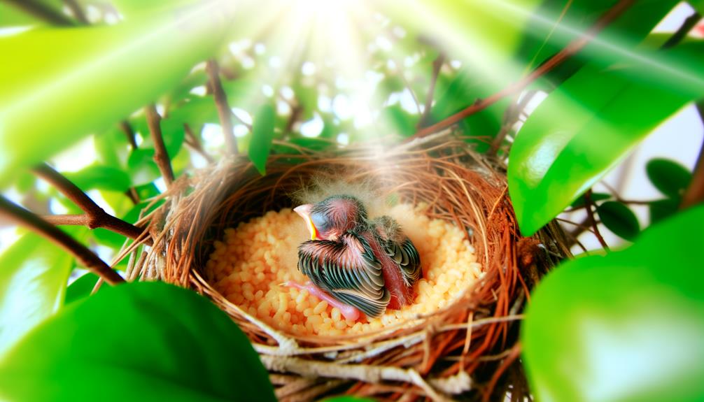 feeding baby sparrows grits