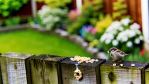 feeding cheerios to sparrows