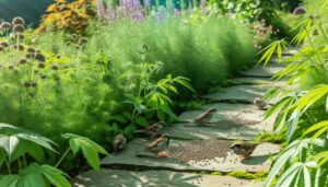 feeding hemp seeds sparrows