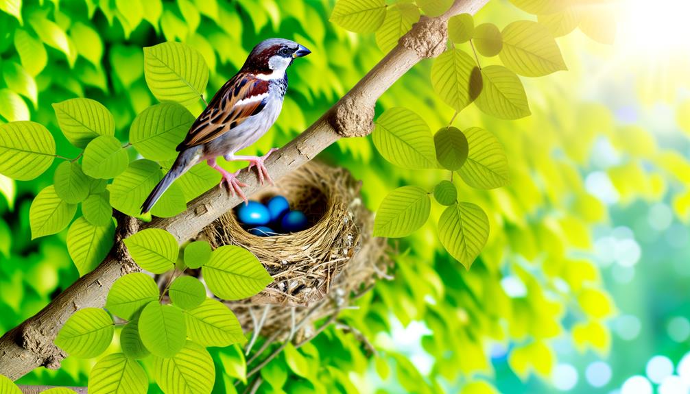 house sparrow blue eggs