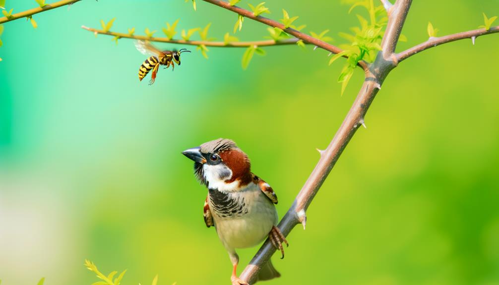 house sparrows eat wasps