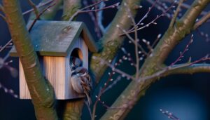 house sparrows nest sleeping