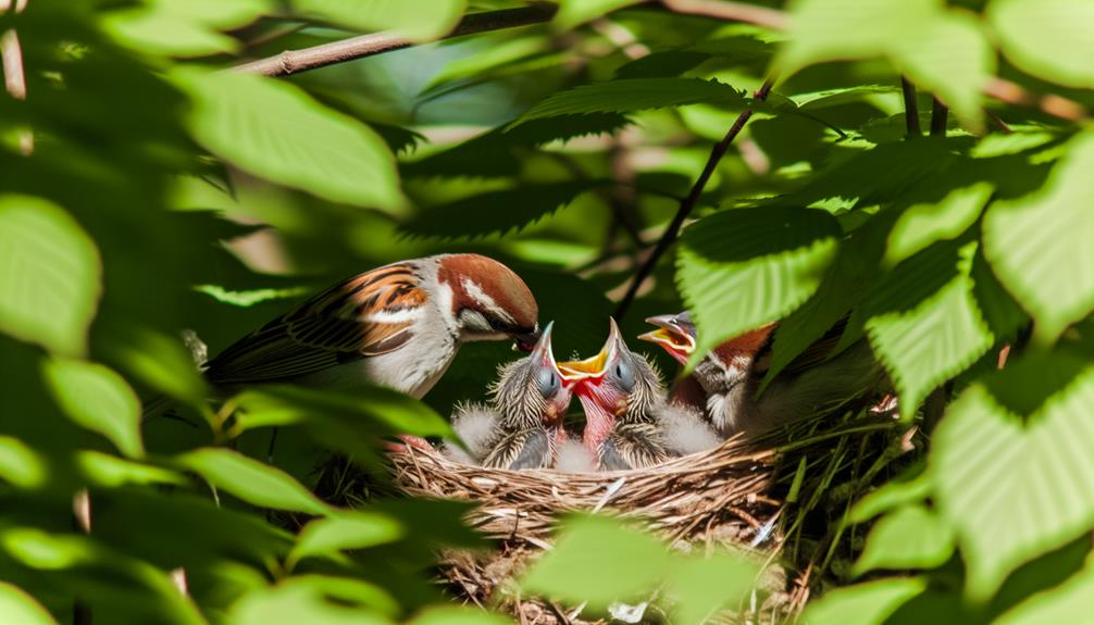 nurturing young birdlings together