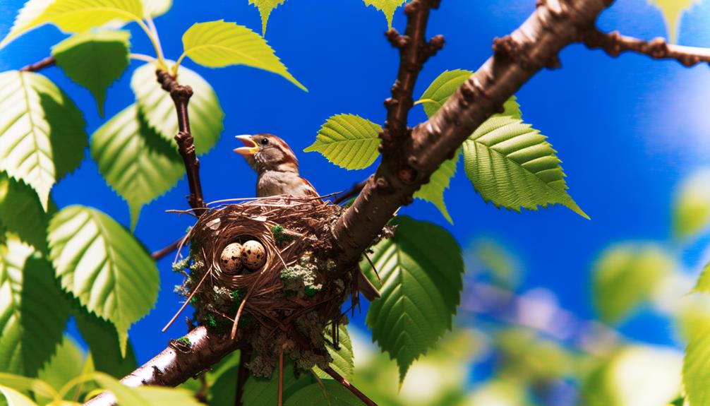 persistent sparrow near nest