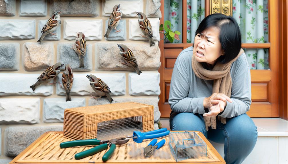 removing sparrows from walls