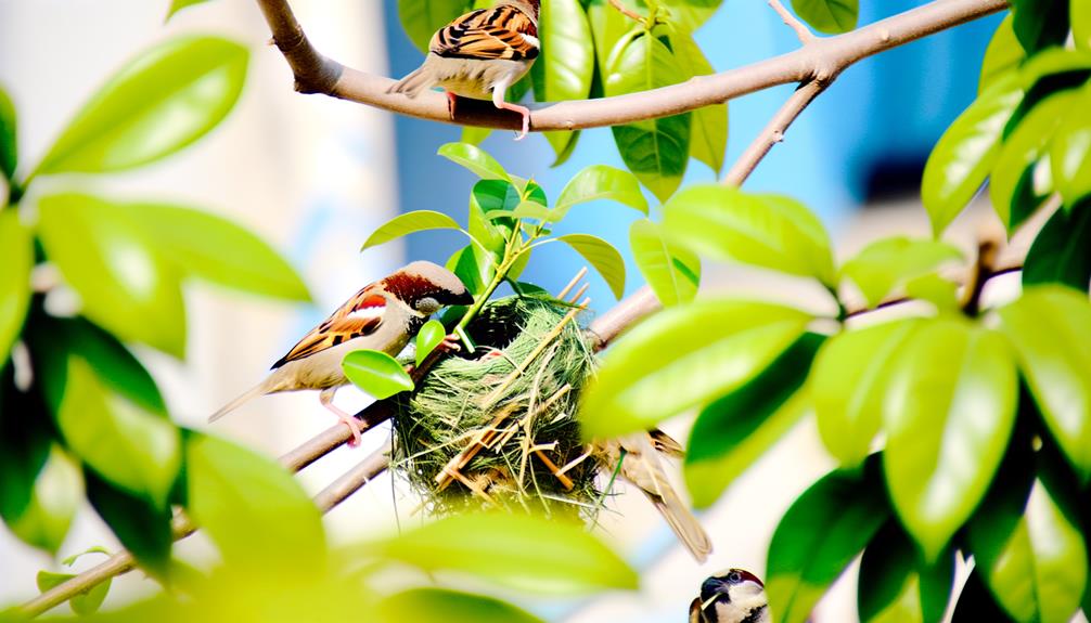 sparrow nesting behavior details