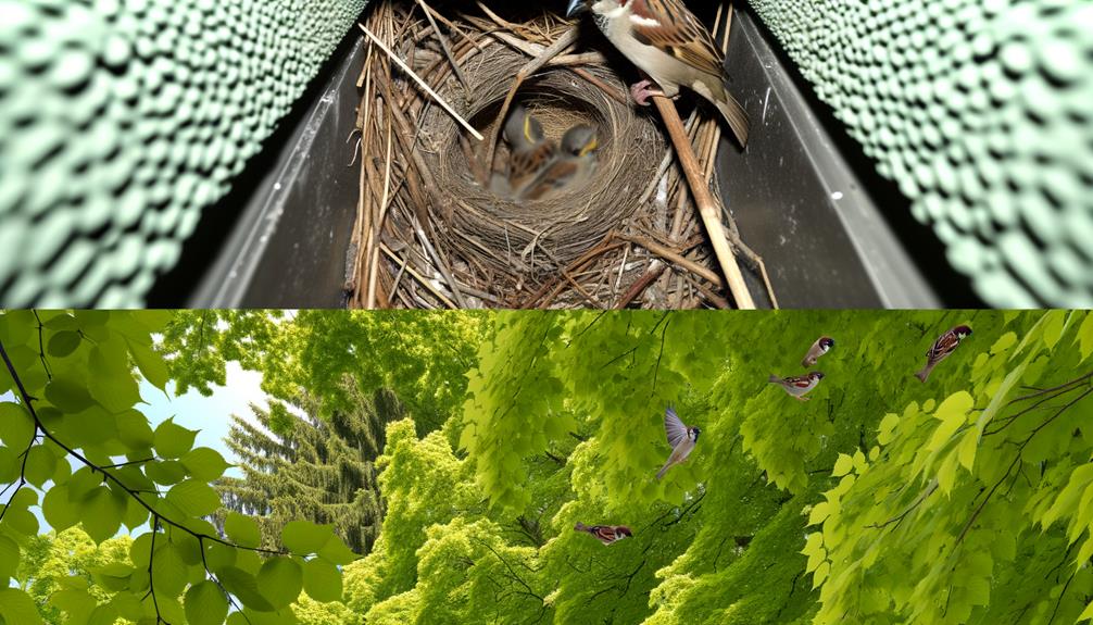 sparrows love gutter perching